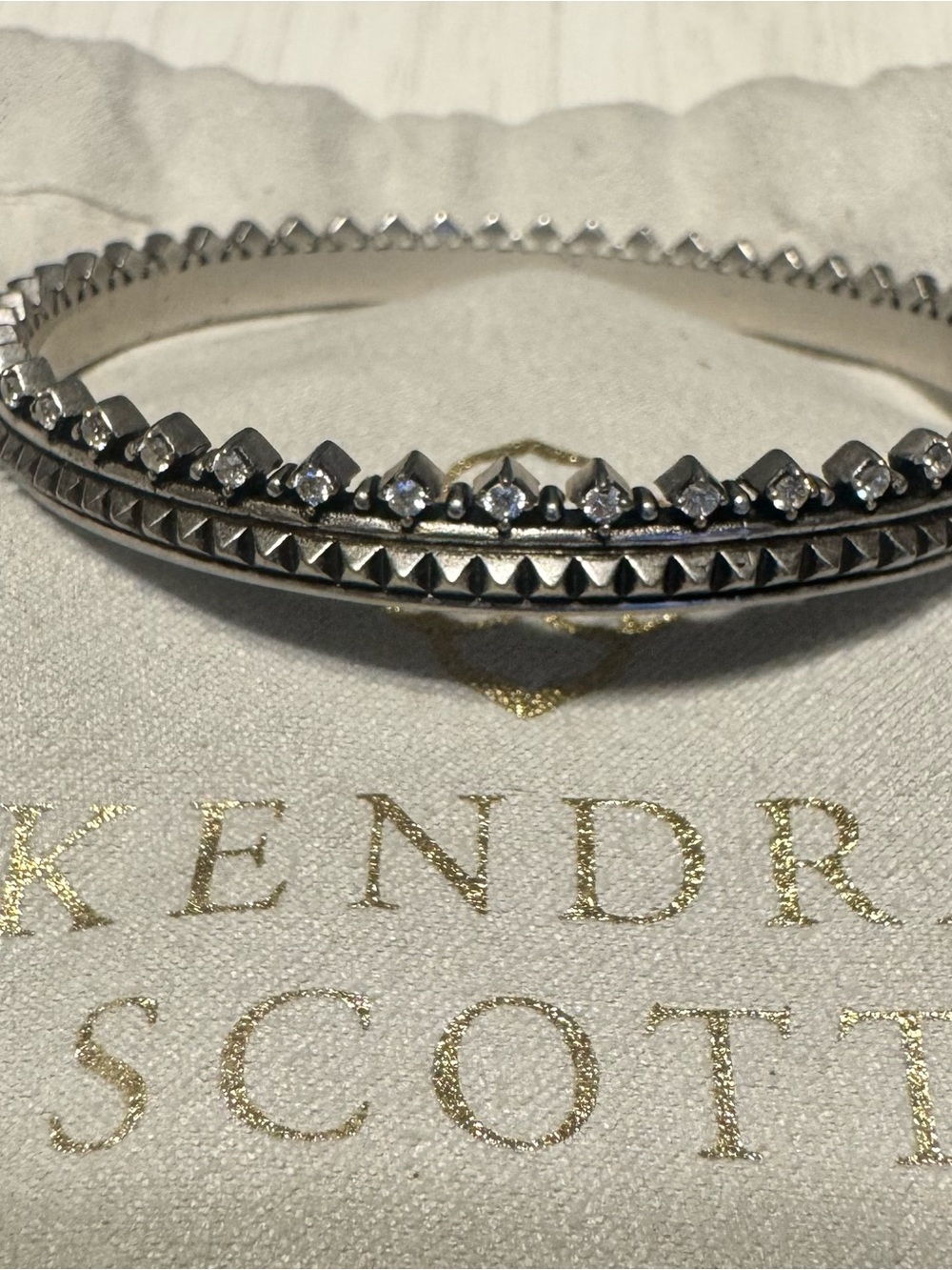 Kendra Scott Silver Crystal-Trimmed Bangle Bracelet